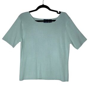 Laura Scott VTG NWT Astor Green Ribbed Knit Top Square‎ Neck Medium M